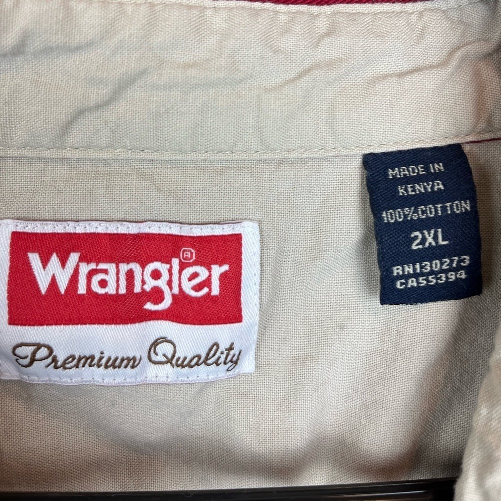 Wrangler Men's‎ 2XL Red Cotton Shirt Jacket Button Down Long Sleeve Work Wear - Picture 2 of 5